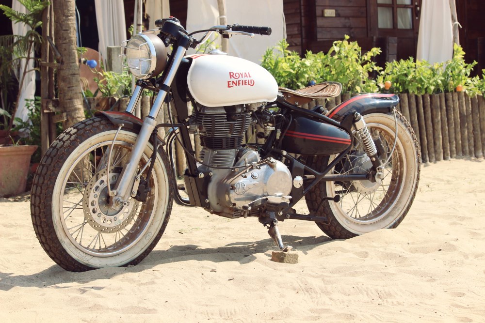 A Royal Enfield Bullet Beach Tracker