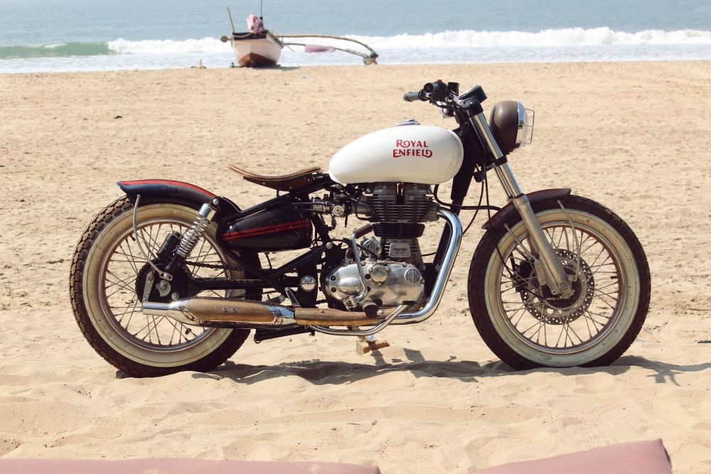 A Royal Enfield Bullet Beach Tracker