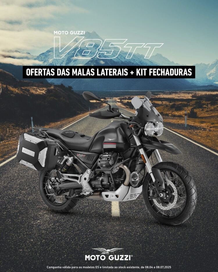 Moto Guzzi: Modelo V85 E5 com campanha de oferta de maltas e kit de fechaduras