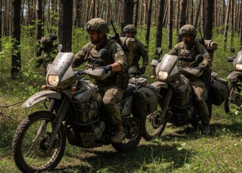 As motos do exército ucraniano na guerra contra Putin