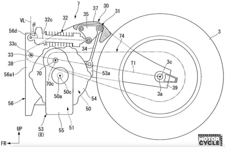 Patente com o desenho de uma Honda Fireblade elétrica