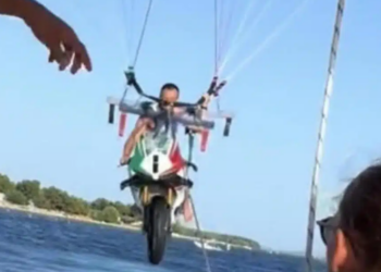 Excentricidades: Parasailing com uma Panigale V4 Tricolore