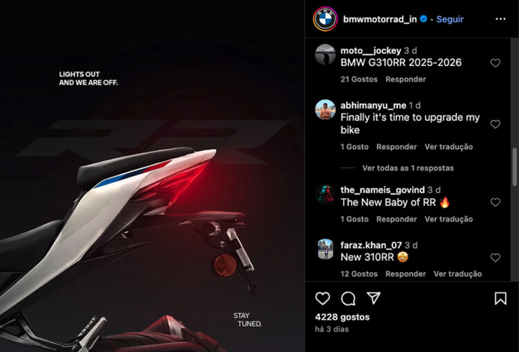 Nova BMW G310 RR sugerida na Índia
