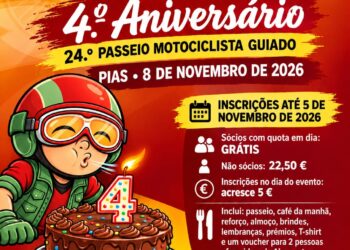 Clube Motard “Pias em Duas Rodas” celebra 4.º aniversário com passeio guiado