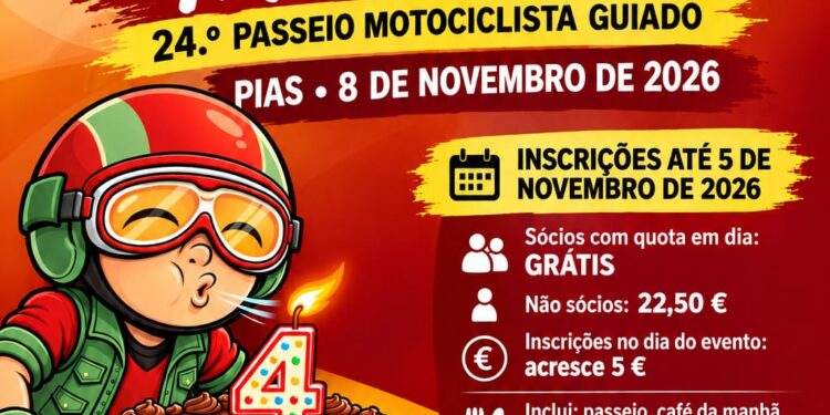 Clube Motard “Pias em Duas Rodas” celebra 4.º aniversário com passeio guiado